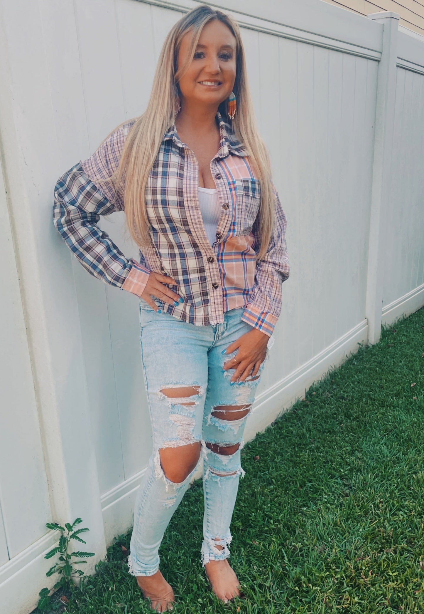 Cropped Flannel Shirt