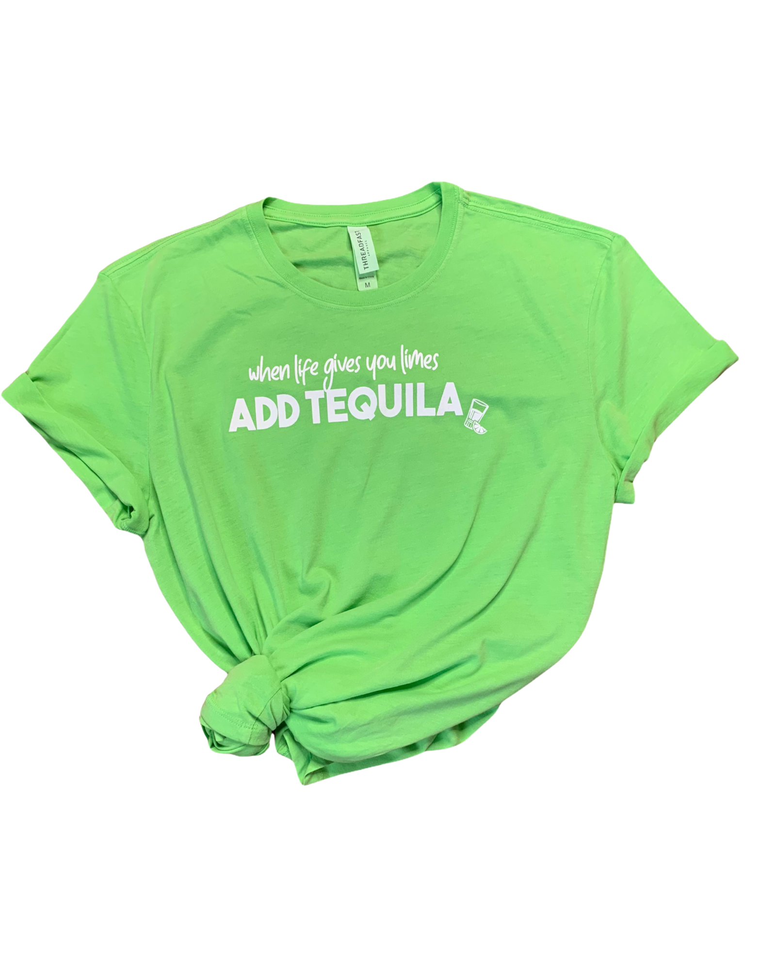 limes, tequila, tequila shot, drink with tequila, bright graphic t-shirt, fun shirt, when life gives you quote, quote with limes, tequila quote, green graphic t-shirt